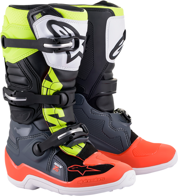 Youth - Alpinestars Tech 7S Boots - Black/Gray/Red/White/Yellow