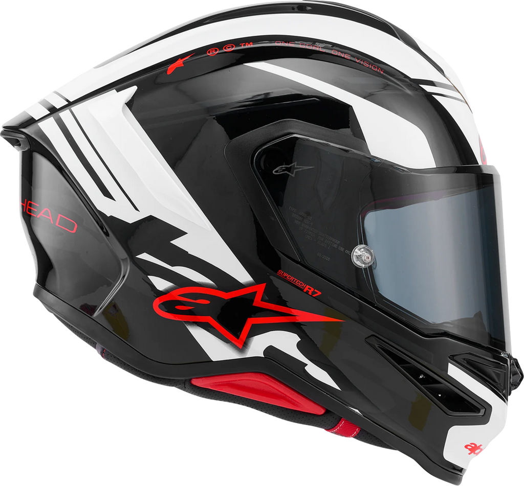 Adult - Alpinestars Supertech R7 A-Core Helmet - Gloss Black/White/Red