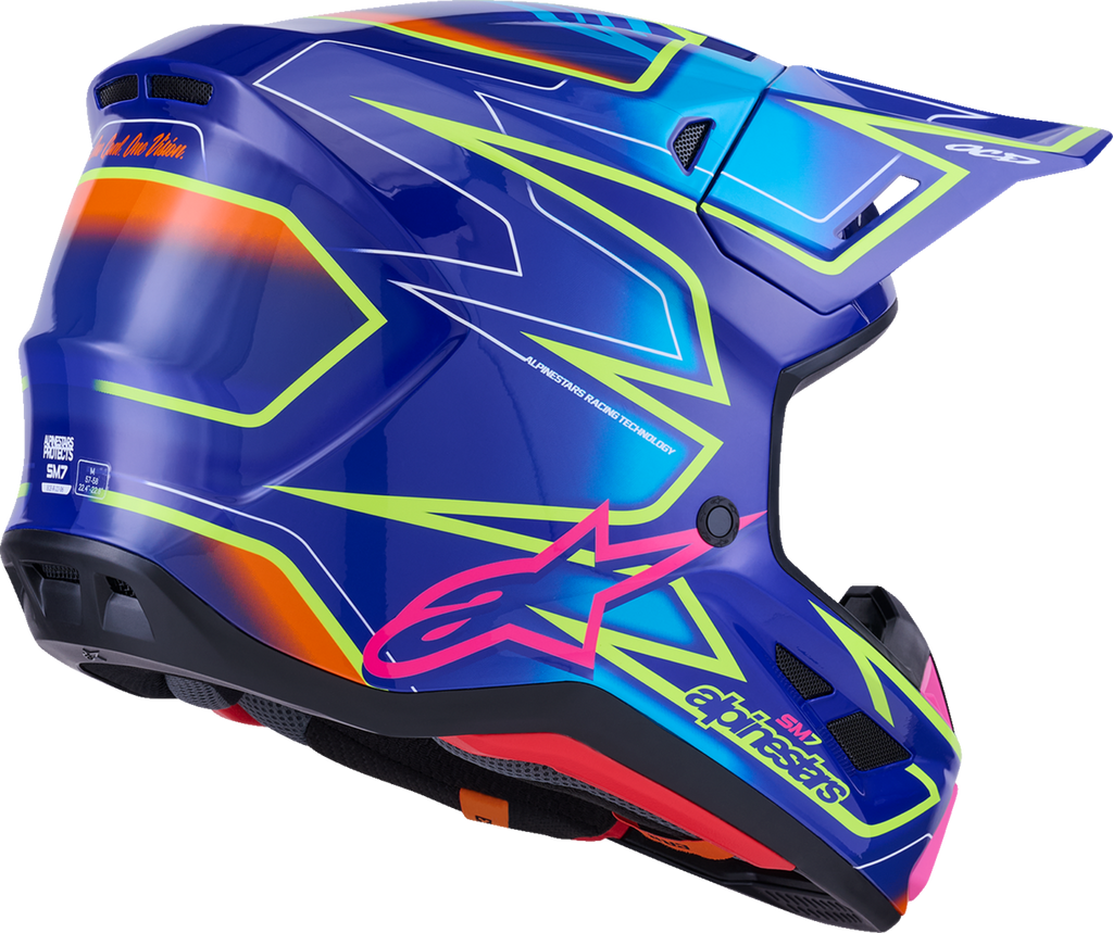 Adult - Alpinestars SM7 Cast Helmet - Gloss/Blue/Pink/Yellow Fluo