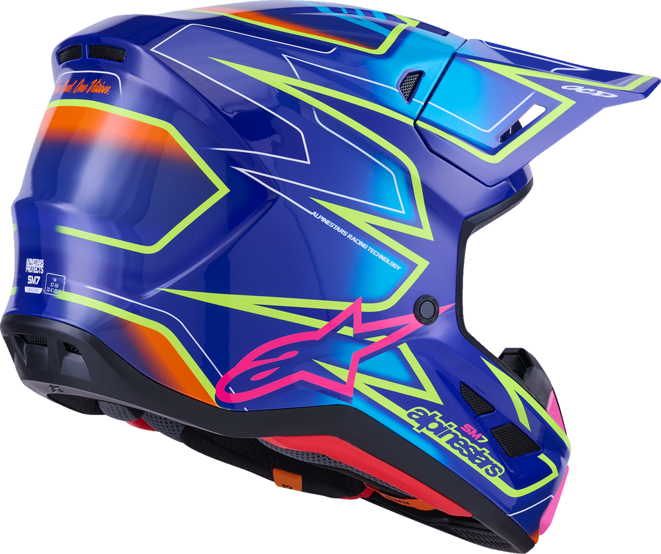 Adult - Alpinestars SM7 Cast Helmet - Gloss/Blue/Pink/Yellow Fluo