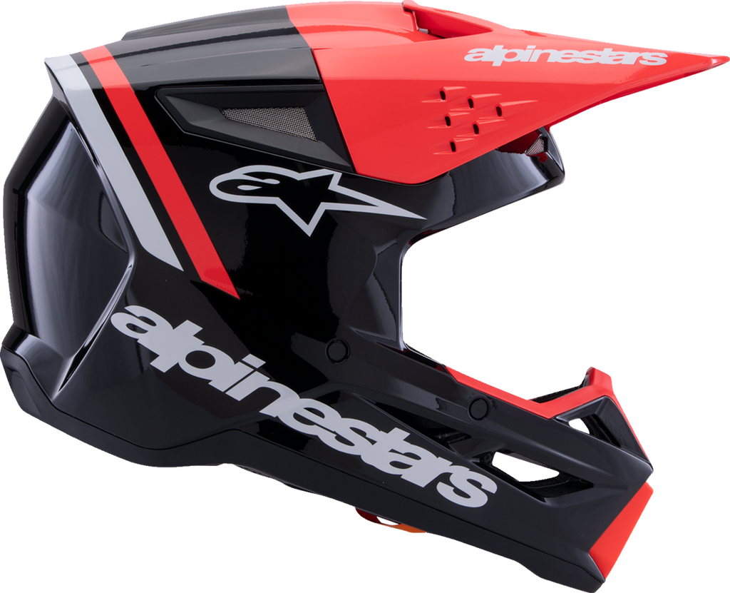 Adult - Alpinestars SM3 Radium Helmet - Gloss Black/Red Fluo/White