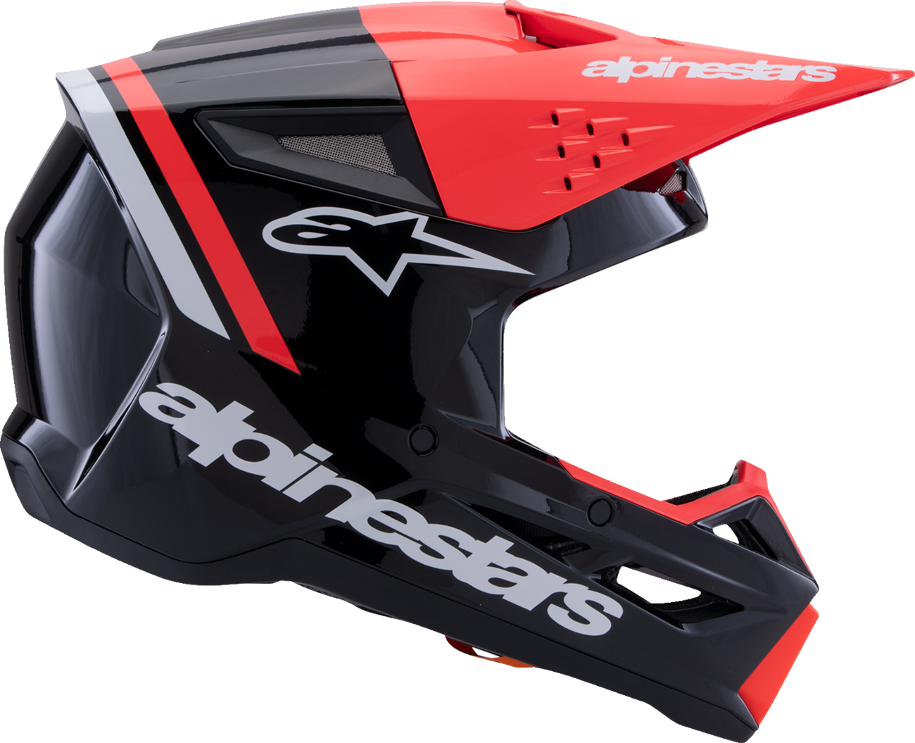 Adult - Alpinestars SM3 Radium Helmet - Gloss Black/Red Fluo/White