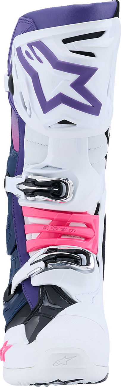 Adult - Alpinestars Tech 10 Boots - White/Violet/Navy/Pink Fluorescent