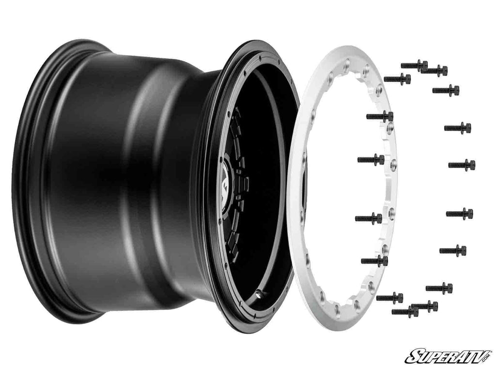 STICKY XT WARRIOR TIRES 34X10X14 ON 14X10 HEALY LOCK SERIES BEADLOCK WHEELS 4/156 PATTERN
