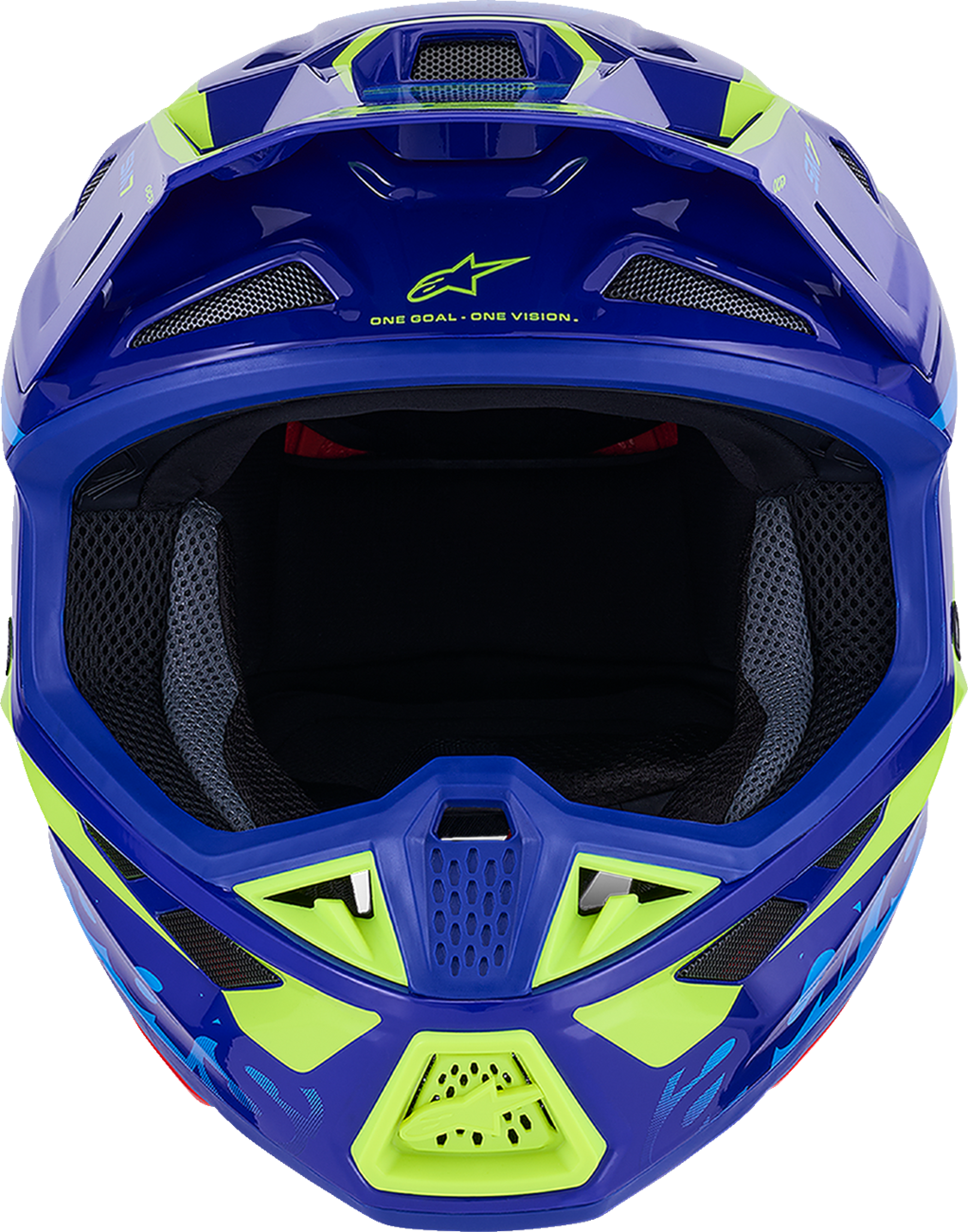 Adult - Alpinestars SM7 Deed Helmet - Gloss Blue/Yellow Fluo