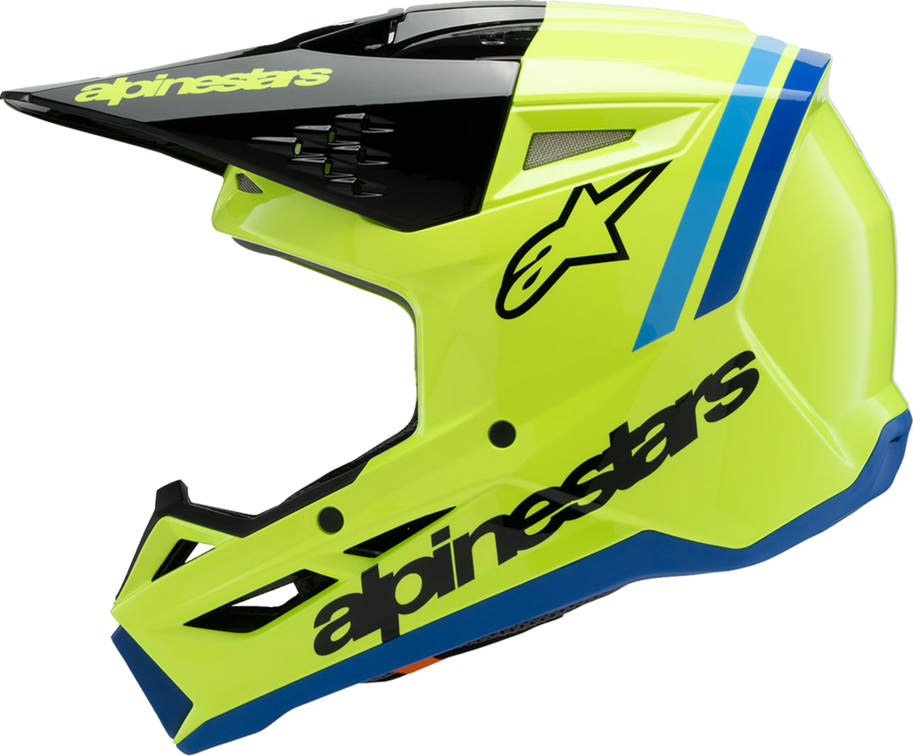 Youth - Alpinestars SM3 Radium Helmet - Gloss Yellow Fluo/Black/Blue