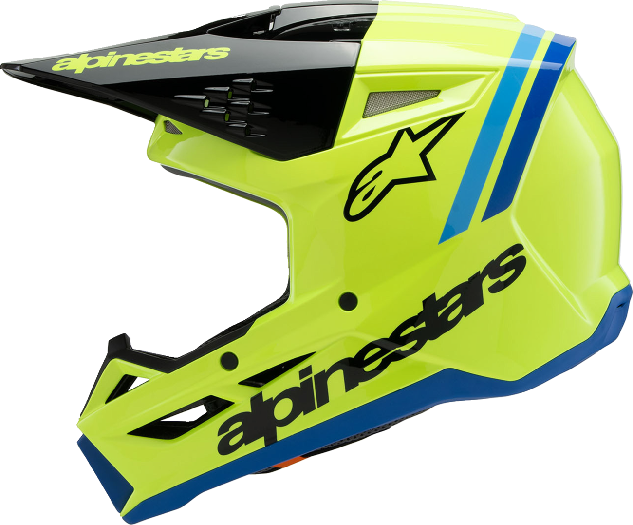 Youth - Alpinestars SM3 Radium Helmet - Gloss Yellow Fluo/Black/Blue