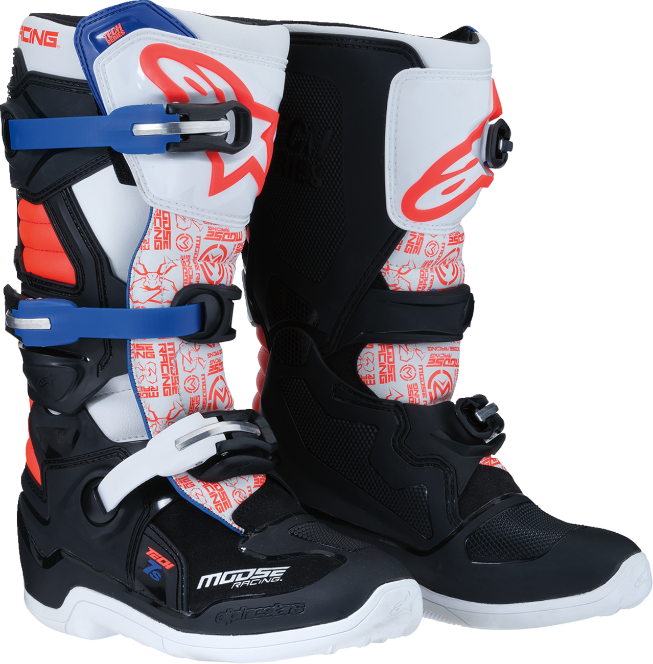 Youth - Moose Tech 7S Boots - Black/White/Red/Blue