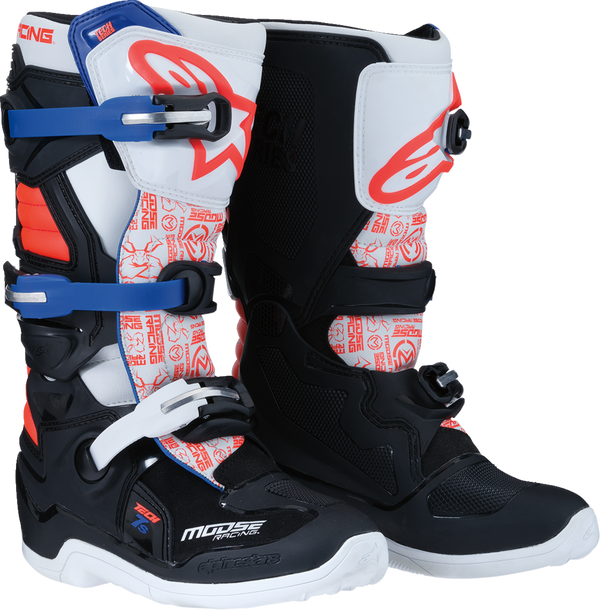 Youth - Moose Tech 7S Boots - Black/White/Red/Blue