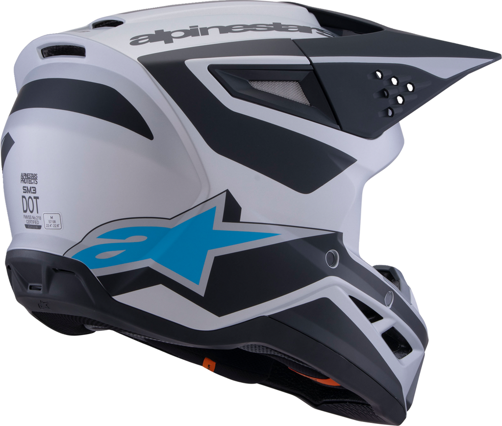 Adult - Alpinestars SM3 Heat Helmet - Matte Silver/Blue/Black