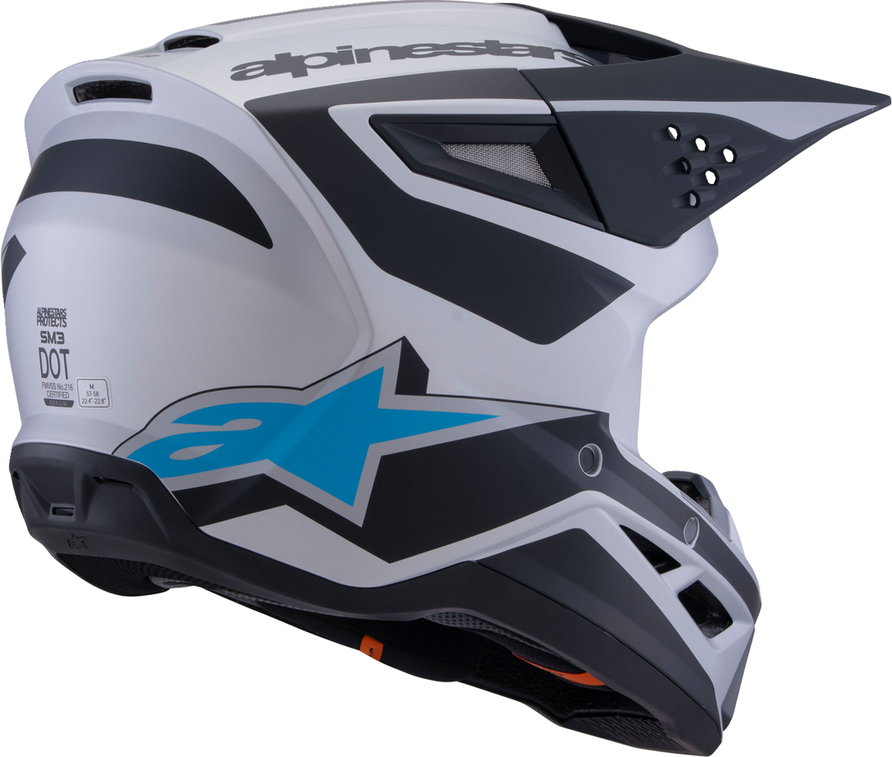 Adult - Alpinestars SM3 Heat Helmet - Matte Silver/Blue/Black