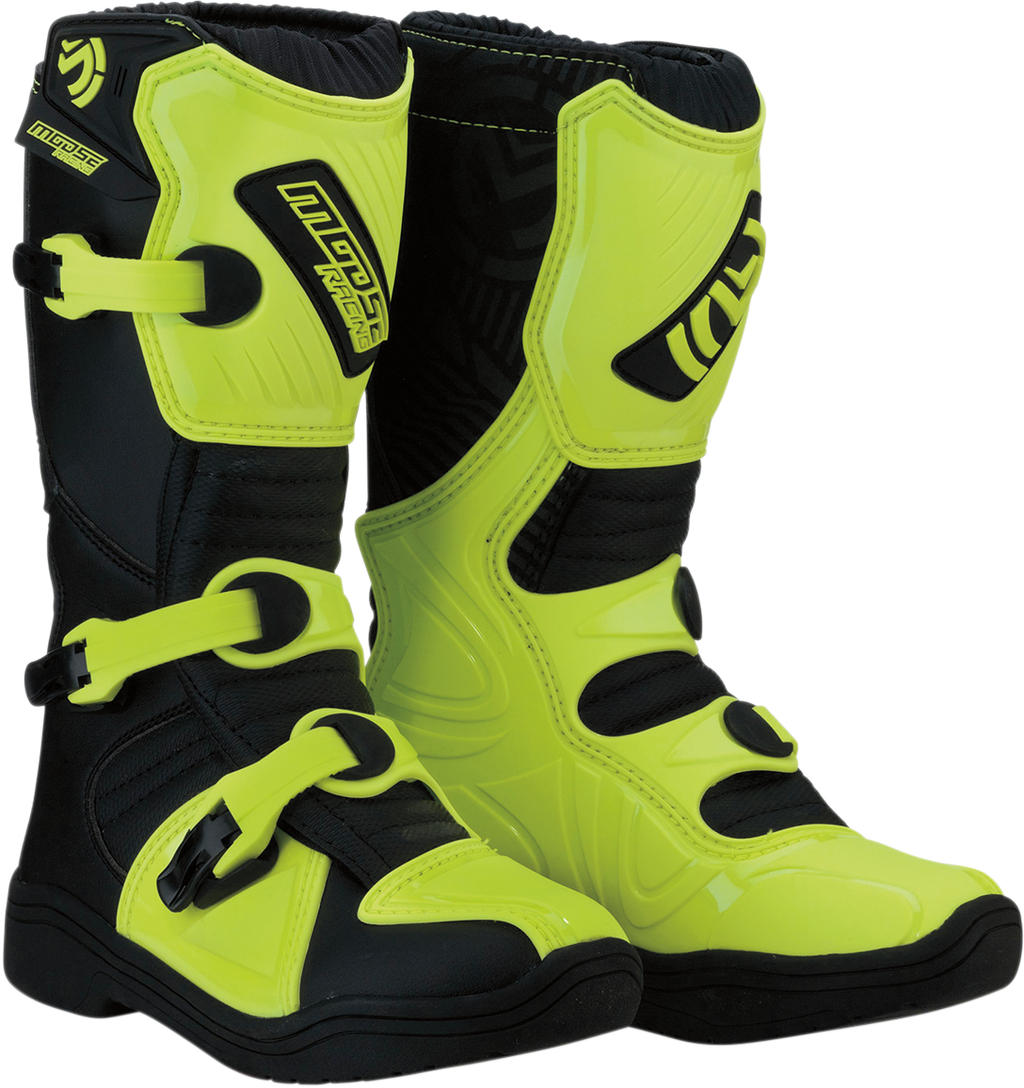 Youth - Moose M1.3™ Youth Boots - Black/Hi-Viz Yellow