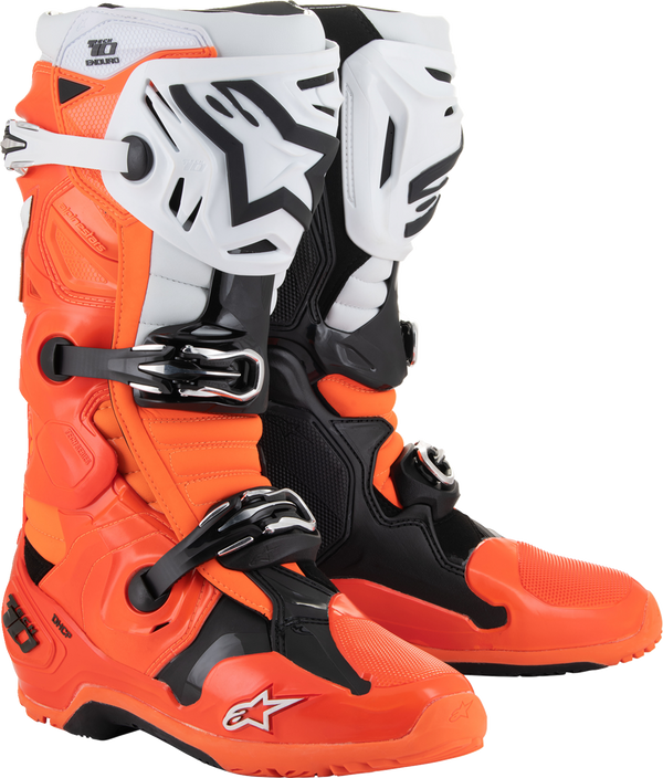 Adult - Alpinestars Tech 10 Enduro Boots - Fluorescent Orange/Black/White