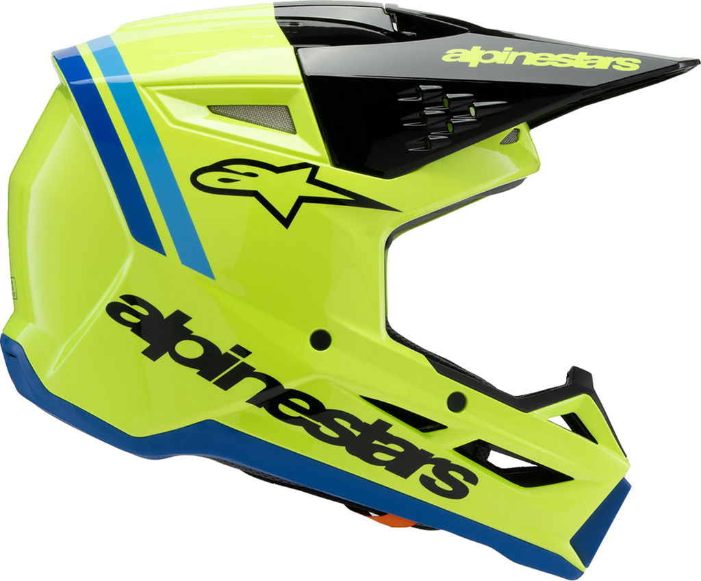 Youth - Alpinestars SM3 Radium Helmet - Gloss Yellow Fluo/Black/Blue