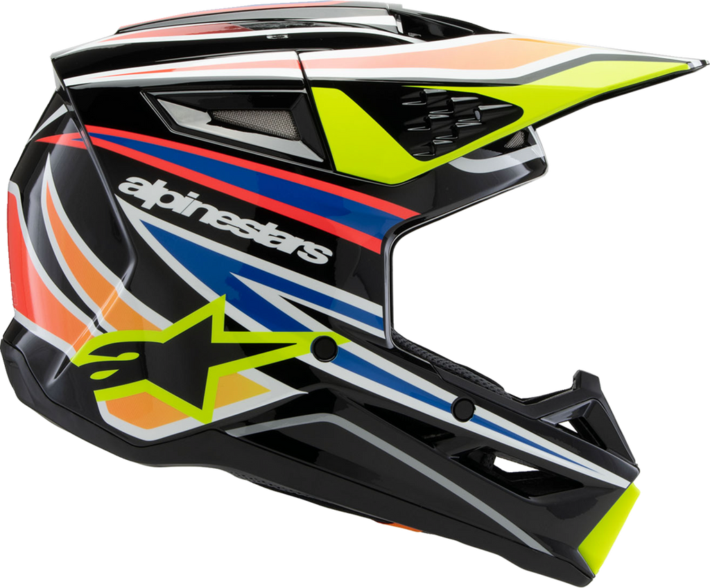 Youth - Alpinestars SM3 Wurx Helmet - Gloss Black/Yellow Fluo/Blue/Red