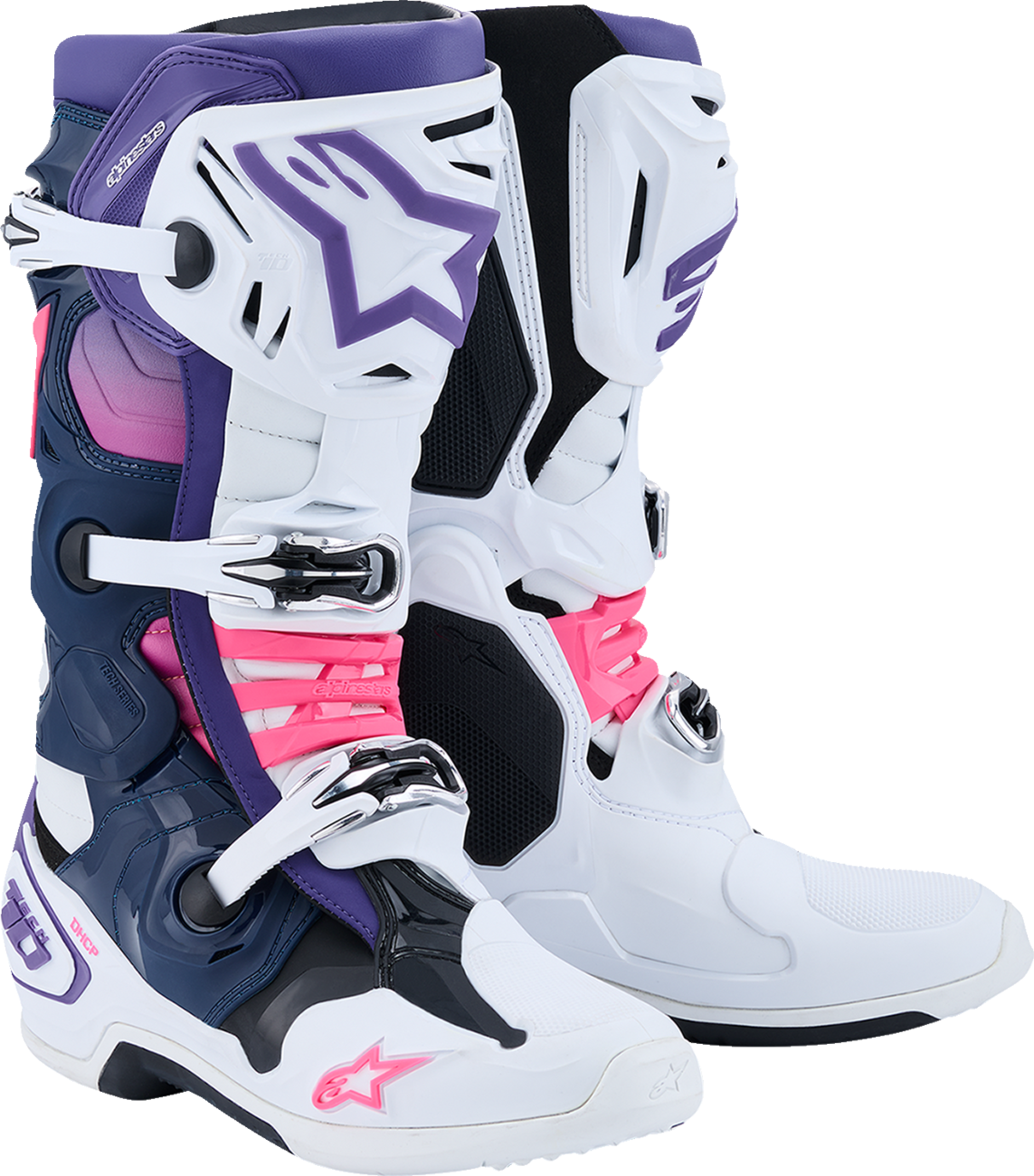 Adult - Alpinestars Tech 10 Boots - White/Violet/Navy/Pink Fluorescent
