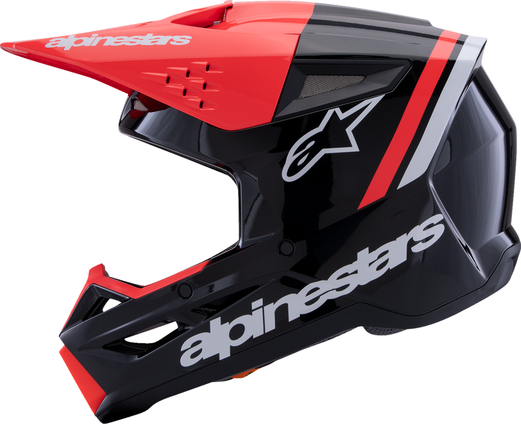Adult - Alpinestars SM3 Radium Helmet - Gloss Black/Red Fluo/White
