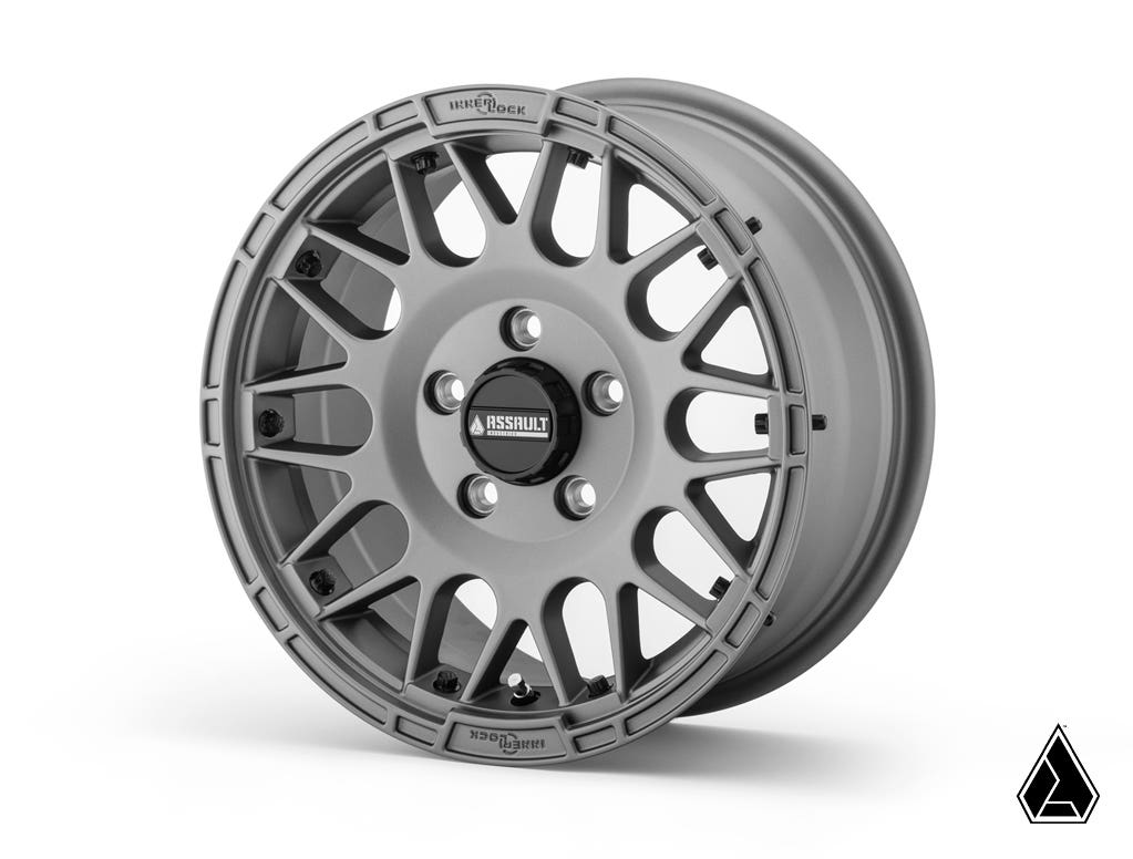 STANDARD XT WARRIOR TIRES 30X10X15 ON 15X7 ASSAULT INDUSTRIES HELLFIRE MATTE TITANIUM WHEELS 5/4.5 PATTERN