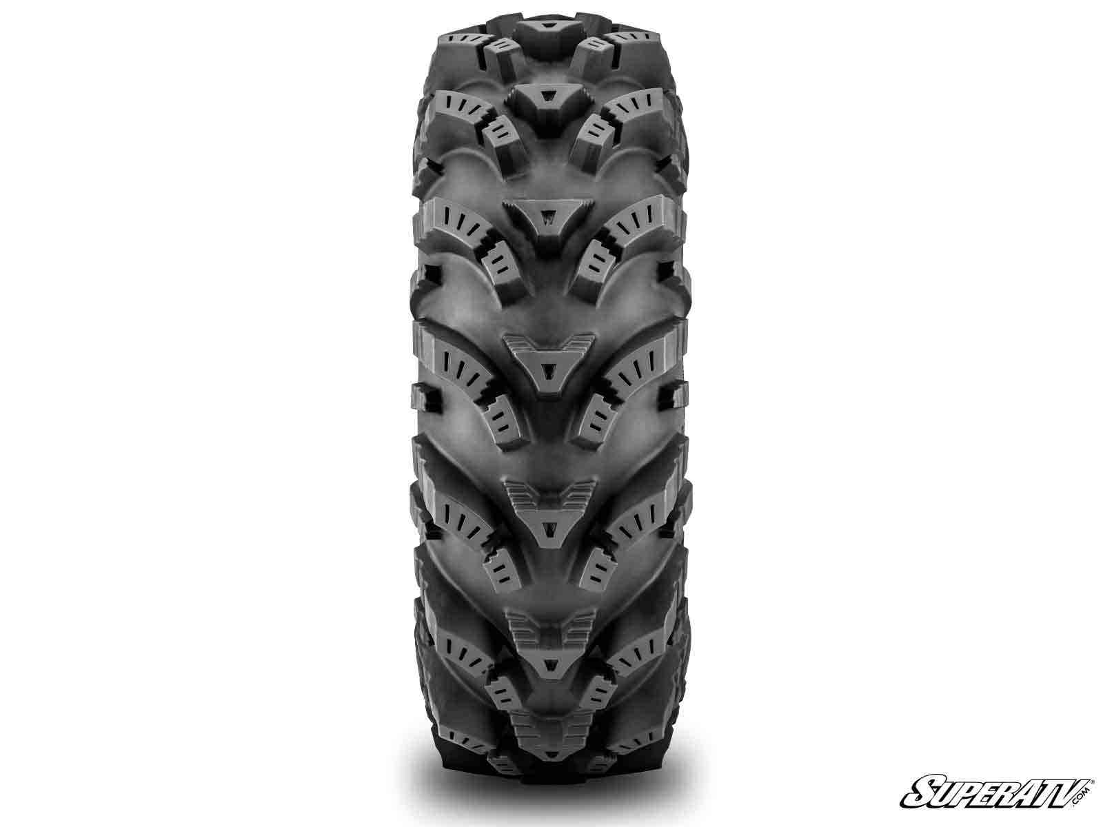 INTIMIDATOR TIRES 34X10X15 ON 15" MATTE TITANIUM HELLFIRE WHEELS 5/4.5 PATTERN
