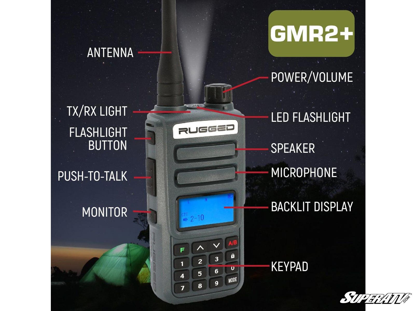 Rugged Radios Rugged GMR2 PLUS—GMRS and FRS Two-Way Handheld Radio