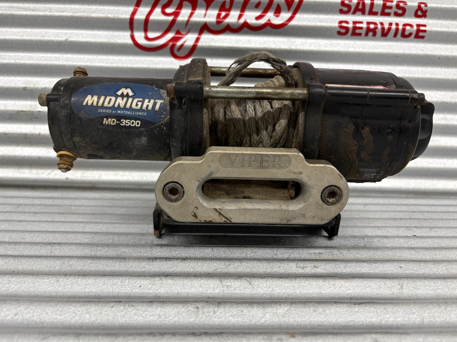 VIPER Midnight MD-3500 UTV/ATV 3500lb Black Synthetic Rope Winch Wiring Included