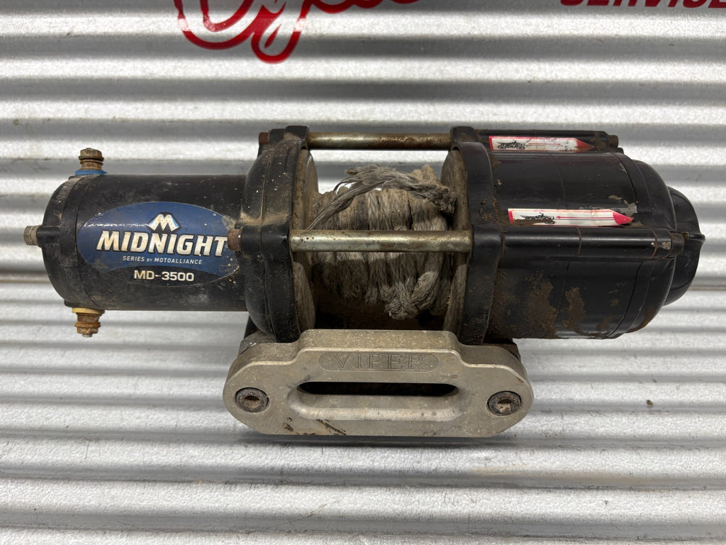 VIPER Midnight MD-3500 UTV/ATV 3500lb Black Synthetic Rope Winch Wiring Included